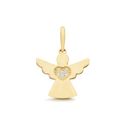 9ct Yel Gold Cz Angel Charm 