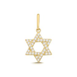 9ct Yel Gold Cz Star Of David Charm 