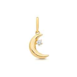 9ct Yel Gold Cz Moon Charm 