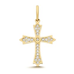 9ct Yel Gold Cz Cross 