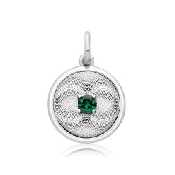 Silver Rhodium Cz Set Cercle Pendant 