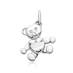 Silver Rhodium Teddy Bear  Pendant 