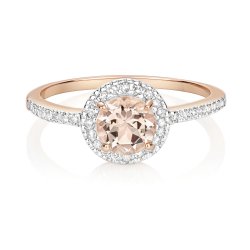 Diamond & Morganite Ring In 9ct Rose Gold 