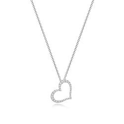 Diamond Heart Necklace In 18ct White Gold 