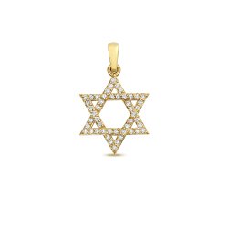 Diamond Star Of David Pendant In 9ct Gold 