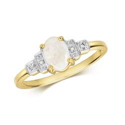 Diamond & Opal Ring In 9ct Gold 
