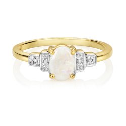 Diamond & Opal Ring In 9ct Gold 
