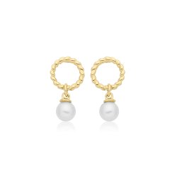 9ct Yel Gold Freshwater Pearl Drop Earrings 