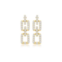 9ct Yel Gold Cz Link Drop Earrings 