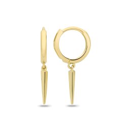 9ct Yel Gold Huggy Spike Drop Earrings 
