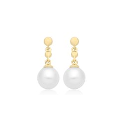 9ct Yel Gold Freshwater Pearl Drop Earrings 
