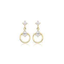 9ct Yel Gold Cz Drop Earrings 