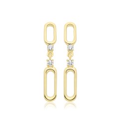 9ct Yel Gold Paperclip Link Drop Earrings 