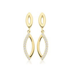 9ct Yel Gold Cz Drop Earrings 