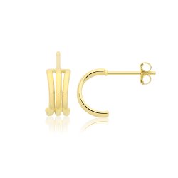9ct Yel Gold Triple Half-hoop Earrings 