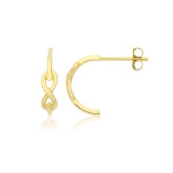 9ct Yel Gold Infinity Half-hoop Earrings 