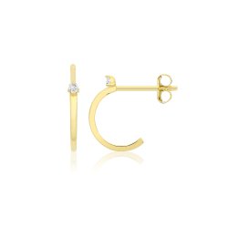 9ct Yel Gold Cz Half-hoop Earrings 