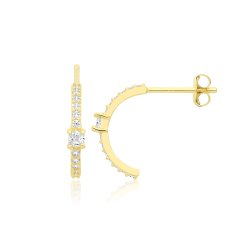 9ct Yel Gold Cz Half-hoop Earrings 