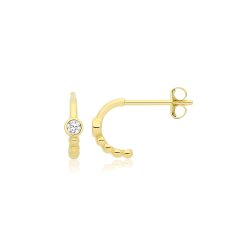 9ct Yel Gold Cz Half-hoop Earrings 