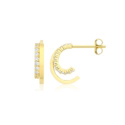 9ct Yel Gold Cz Double Half-hoop Earrings 