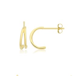9ct Yel Gold Double Half-hoop Earrings 