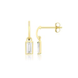 9ct Yel Gold Half-hoop With Cz Drop Earrings 