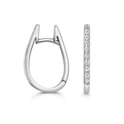Diamond Oval Hoops In 18ct White Gold 