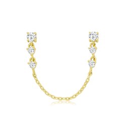 9ct Yel Gold Cz With Chain Earrings 