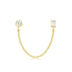 9ct Yel Gold Cz Chain Single Earring 