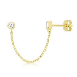 9ct Yel Gold Cz Chain Single Earring 