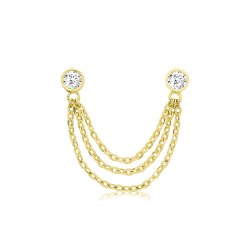 9ct Yel Gold Cz Multi-chain Single Earring 