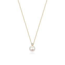Diamond & Akoya Pearl Necklace In 18ct Gold 