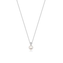 Diamond & Akoya Pearl Necklace In 18ct White Gold 
