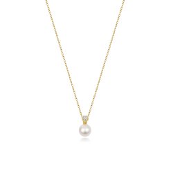 Diamond & Akoya Pearl Necklace In 18ct Gold 