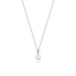Diamond & Akoya Pearl Necklace In 18ct White Gold 