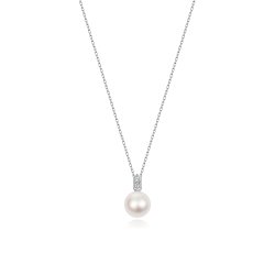 Diamond & Akoya Pearl Necklace In 18ct White Gold 
