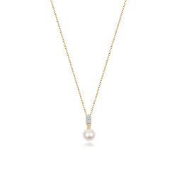 Diamond & Akoya Pearl Necklace In 18ct Gold 