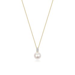 Diamond & Akoya Pearl Necklace In 18ct Gold 