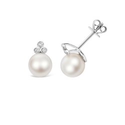 Fresh Water Pearl Earrings In 9ct Gold 