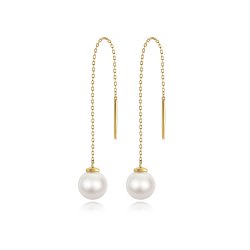 Fresh Water Pearl Earring Drops In 9ct Gold 