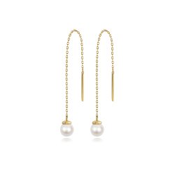 Fresh Water Pearl Earring Drops In 9ct Gold 