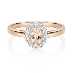 Diamond & Morganite Ring In 9ct Rose Gold 