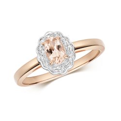 Diamond & Morganite Ring In 9ct Rose Gold 