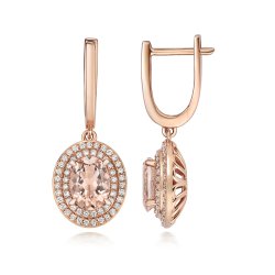Diamond And Morganite Earring Drops In 9ct Rose Gold 