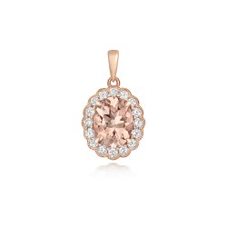 Diamond And Morganite Pendant In 9ct Rose Gold 