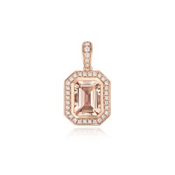 Diamond And Morganite Pendant In 9ct Rose Gold 