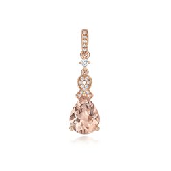 Diamond And Morganite Pendant In 9ct Rose Gold 