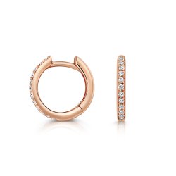 Diamond Hoop Earrings 9mm In 18ct Rose Gold 