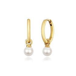 Fresh Water Pearl Earring Charms In 9ct Gold 