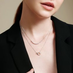 Ania Haie Silver Interlinked Cubic Zirconia Circles Pav Necklace